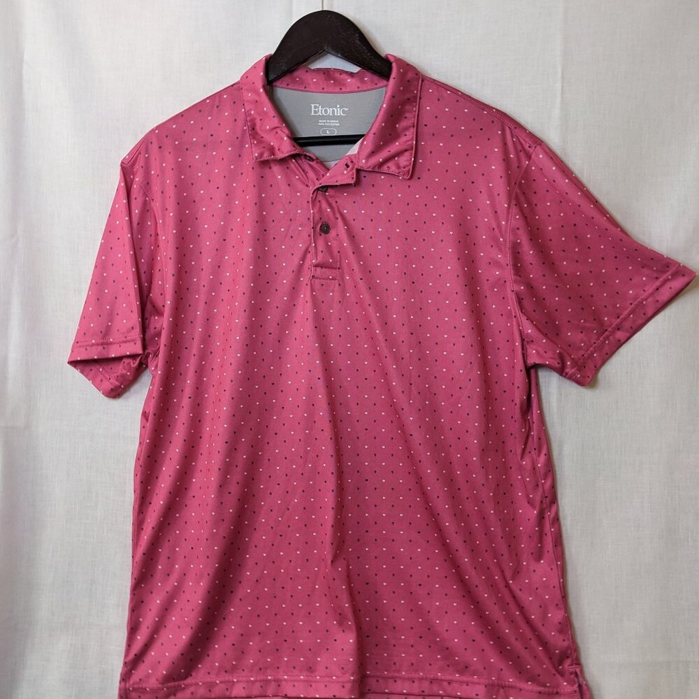Etonic Men's Pink Patterned Short Sleeve Shirt Size Large